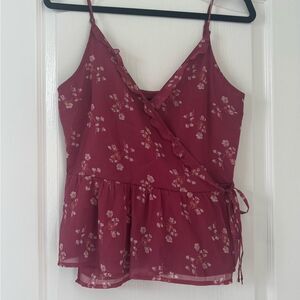 Abercrombie & Fitch Raspberry Floral Wrap Camisole - medium
